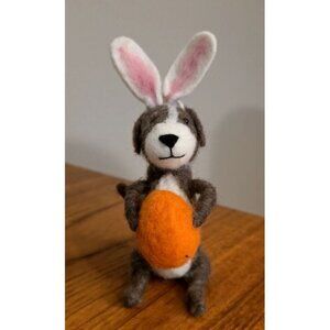World Market Felted Wool Sitting Easter BUNNY/DOG/PUPPY with Egg